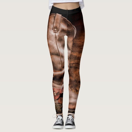 Leggings Cowboy Boots Barn Wood Rustic Cou (Vorderseite)