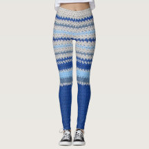 Leggings - Crochet Streifen in blau