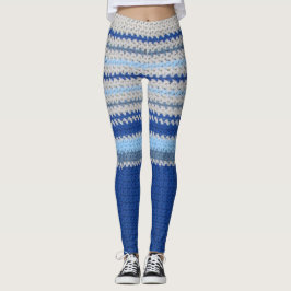 Leggings - Crochet Streifen in blau