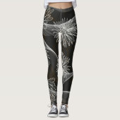 Leggings Dark mit Big White Blume & Wirbel (Vorderseite)