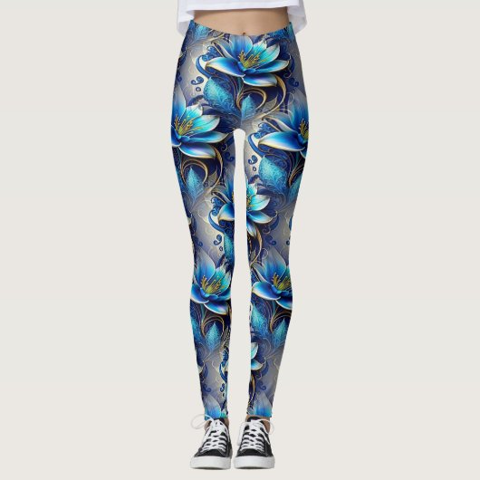 Leggings de yoga Mardi Gras Femme Fleur de lys (Vorderseite)