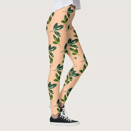 Leggings der Funky Fig Tree Leaf (Rechts)