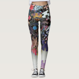 Leggings des farbenfrohen Puzzles