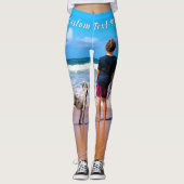 Leggings des Fotos mit benutzerdefiniertem Text pe (Vorderseite)