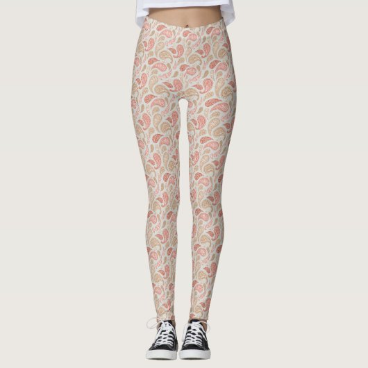 Leggings des Rauchbraun-Paisley-Musters (Vorderseite)