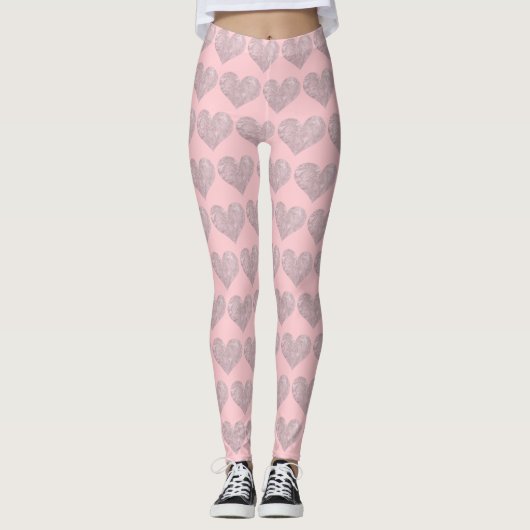 Leggings des rosa Herzens (Vorderseite)