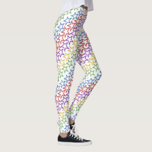 Leggings - Diagonale Bands farbiger Sterne