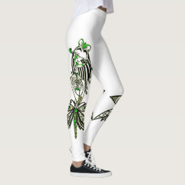 Leggings Exklusives Design. Grünes Schmetterlingsm