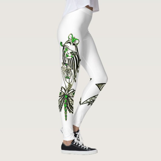 Leggings Exklusives Design. Grünes Schmetterlingsm (Rechts)