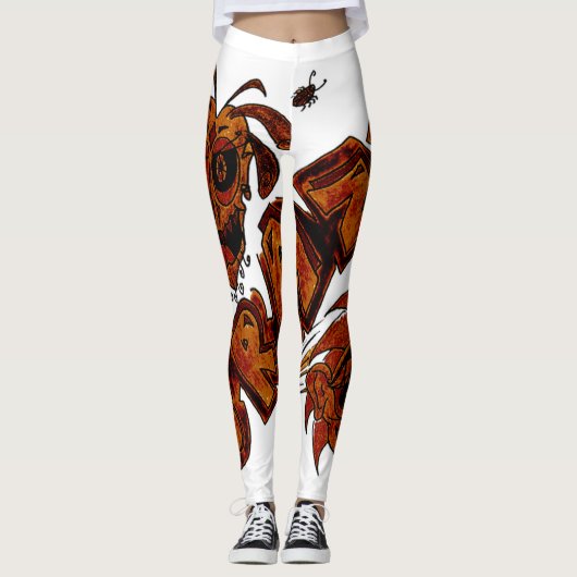 Leggings Exklusives Design.  Orange braun Crazy (Vorderseite)