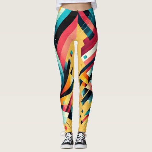 Leggings - Farbiges geometrisches Design (Vorderseite)