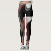Leggings Fitness Abstrakt Art Black Powdery (Vorderseite)