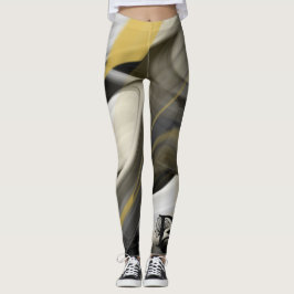 Leggings Fitness Abstrakte Kunst Schwarz-weiß Gold