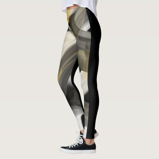 Leggings Fitness Abstrakte Kunst Schwarz-weiß Gold (Links)