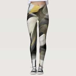 Leggings Fitness Abstrakte Kunst Schwarz-weiß Gold