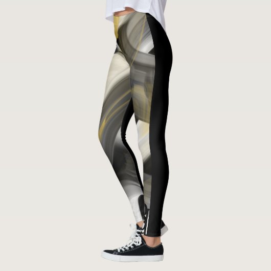 Leggings Fitness Abstrakte Kunst Schwarz-weiß Gold (Links)