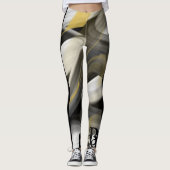 Leggings Fitness Abstrakte Kunst Schwarz-weiß Gold (Vorderseite)