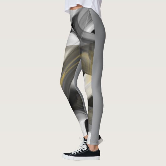 Leggings Fitness Abstrakte Kunst Schwarz-weiß Gold (Links)