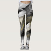 Leggings Fitness Abstrakte Kunst Schwarz-weiß Gold (Vorderseite)