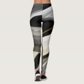 Leggings Fitness Abstrakte Kunst Schwarz-weiß Gold (Rückseite)