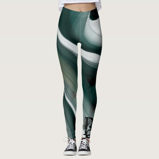 Leggings Fitness Art Green Emerald Abstrakt Art (Vorderseite)