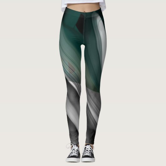 Leggings Fitness Art Green Emerald Abstrakt Art (Vorderseite)