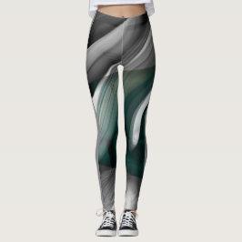 Leggings Fitness Art Green Emerald Abstrakt Art