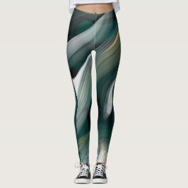 Leggings Fitness Art Green Emerald Abstrakt Art
