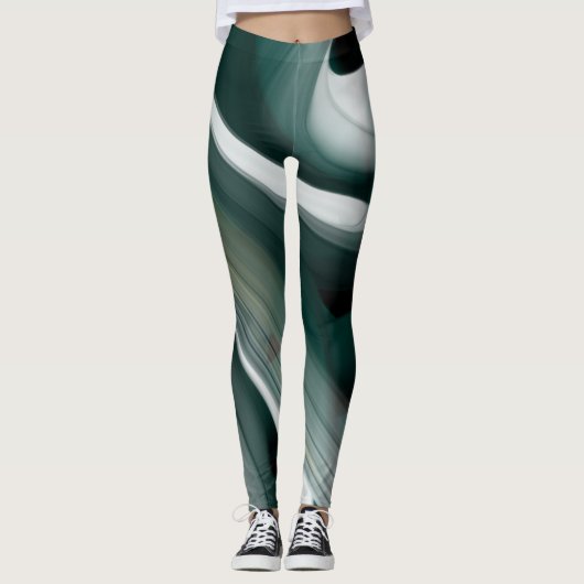 Leggings Fitness Art Green Emerald Abstrakt Art (Vorderseite)