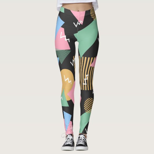 Leggings für abstrakte Memphis-Muster (Vorderseite)