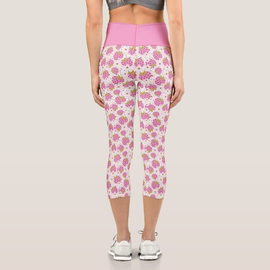 Leggings für benutzerdefinierte Text Rosa Erdbeere (Rückseite)