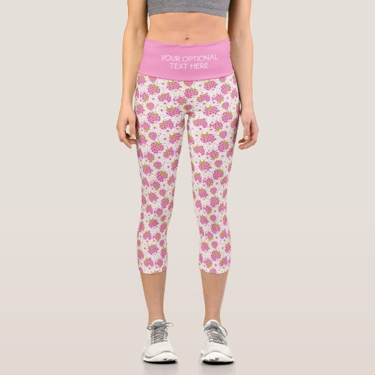 Leggings für benutzerdefinierte Text Rosa Erdbeere (Vorderseite)