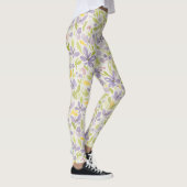 Leggings für Blumenmuster von Lavendel und Grünem (Rechts)
