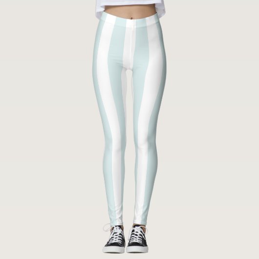 Leggings für Damen in Blau und Weiß Streifen (Vorderseite)