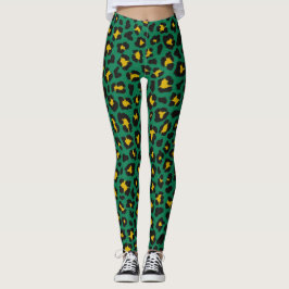 Leggings für den grünen Leopard-Druckfall
