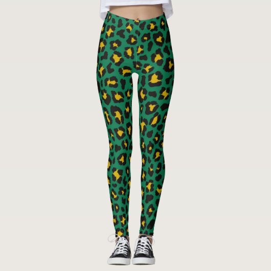 Leggings für den grünen Leopard-Druckfall (Vorderseite)