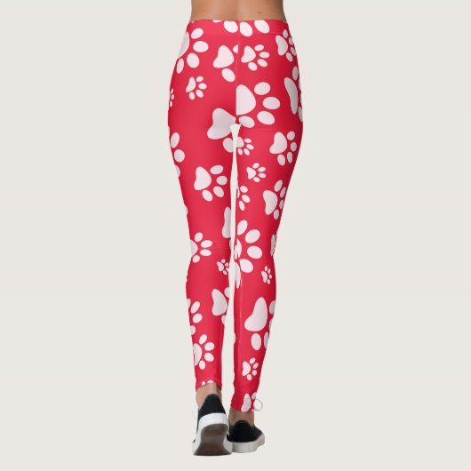 Leggings für Druckmuster in Rot und Weiß (Rückseite)