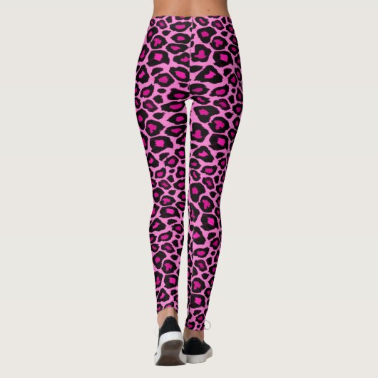 Leggings für Funky Hot Pink & Black Leopard (Rückseite)