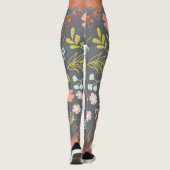 Leggings für Holzkohle, Kalkgrün und Korallenprint (Rückseite)