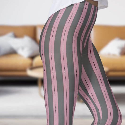 Leggings für klassische Grau- und Rosa Strip-Muste