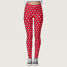 Leggings für klassische Rot- und Weißpolka-Punktmu