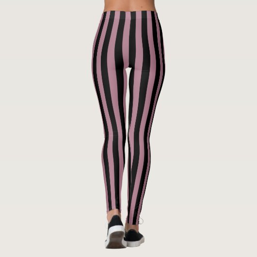 Leggings für klassische Schwarz-Rosa-Streifen (Rückseite)