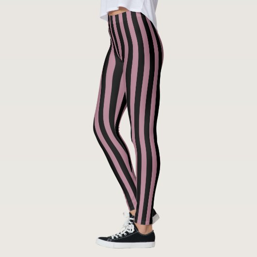 Leggings für klassische Schwarz-Rosa-Streifen (Links)