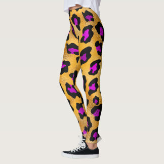 Leggings für Lila und schwarze Leoparden