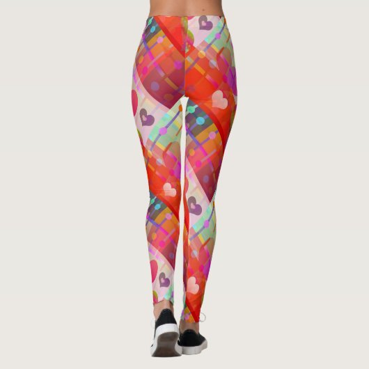 Leggings für mehrfarbige Liebe Herz-Muster (Rückseite)