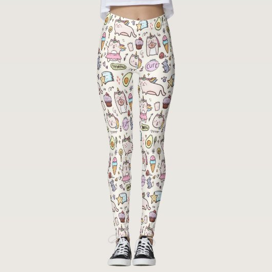 Leggings für niedliche Cat Pattern (Vorderseite)