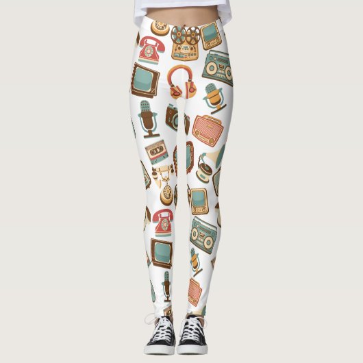 Leggings für Retro-Medienmuster (Vorderseite)