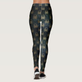 Leggings für Schwarz-Gold-Schädel- und Crossbones- (Rückseite)
