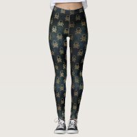 Leggings für Schwarz-Gold-Schädel- und Crossbones-
