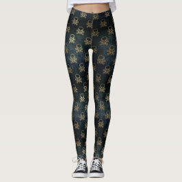 Leggings für Schwarz-Gold-Schädel- und Crossbones-